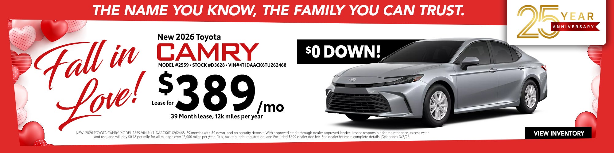 2026 Toyota Camry - Lease