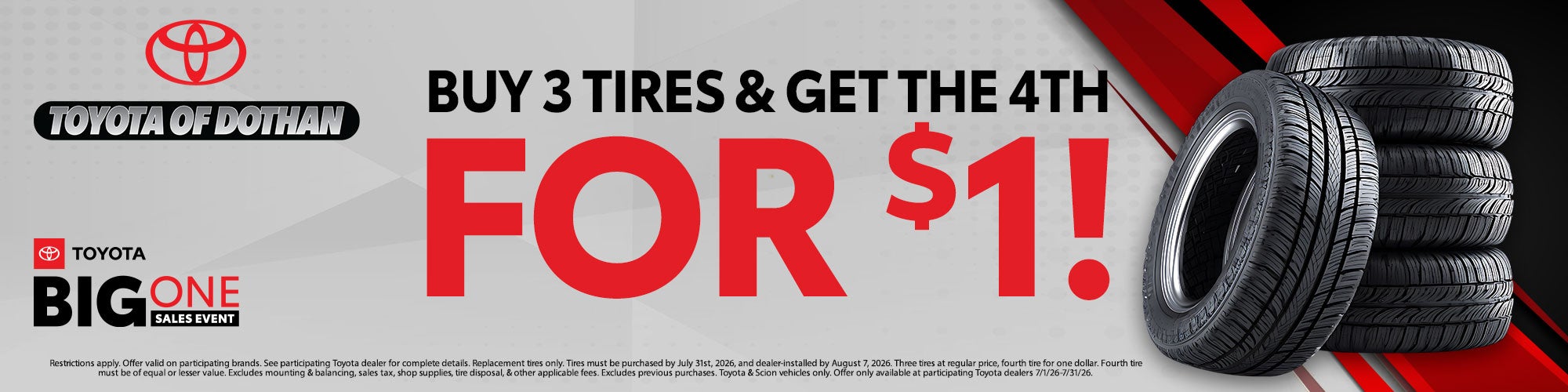Buy 3 Tires Get 4th for $1