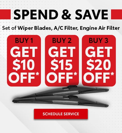 Spend and Save
Set of Wiper Blades, A/C Filter, Engine Air Filter